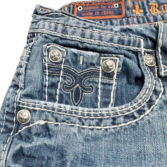 Rock Revival | Men | Duke Relaxed Straight Rocker Distressed Denim Jeans | Sz 32 - Picture 11 of 15